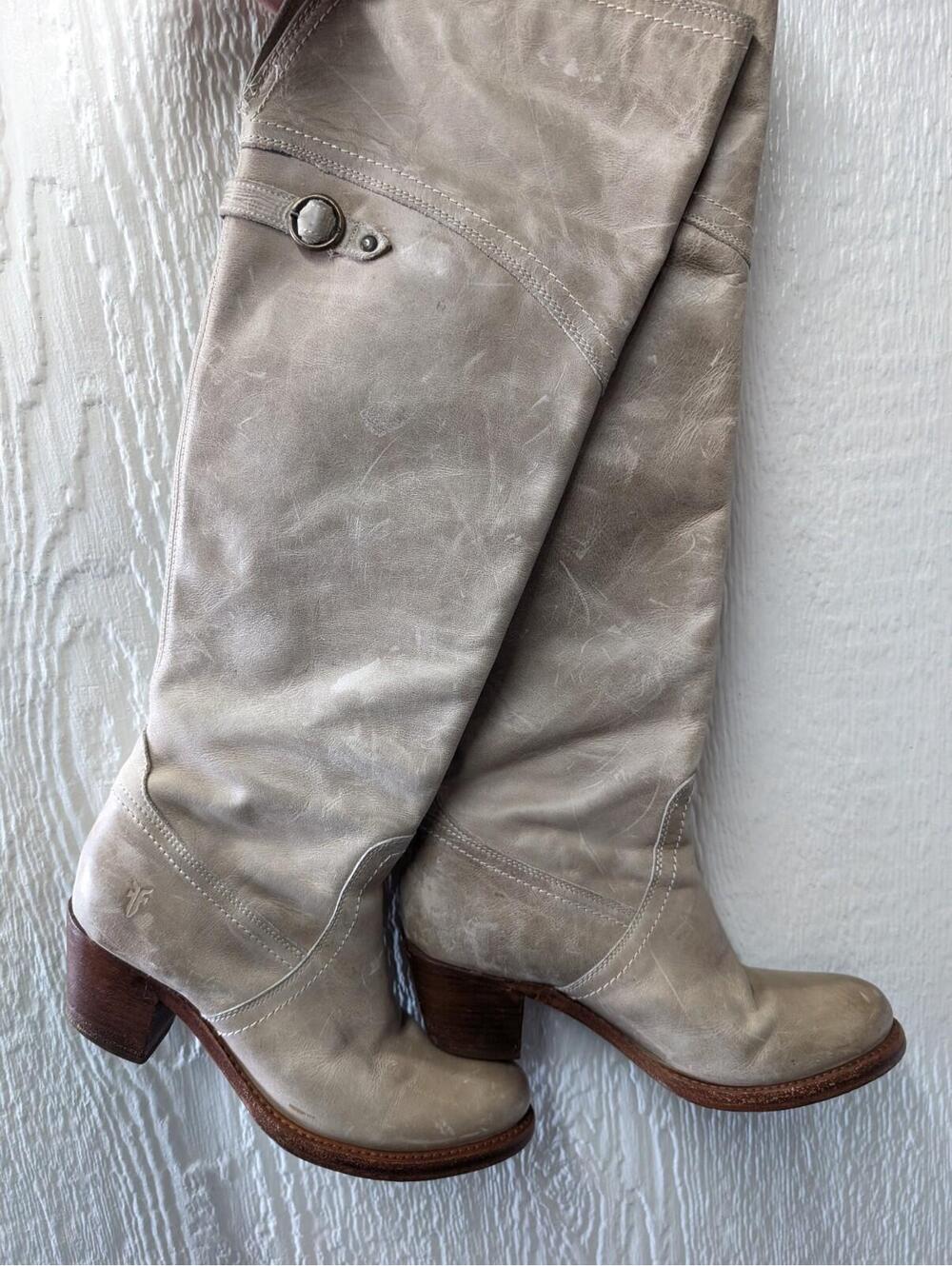 FRYE Jane Tall Cuff Knee High Leather Boots Foldover 77594 Size 7